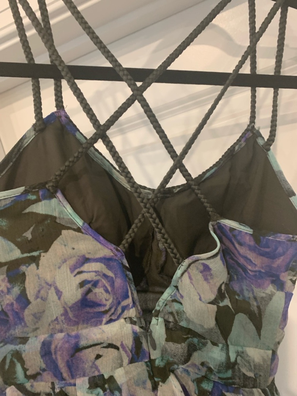 Jessica Simpson Purple and Teal Floral Ruffle Bust Maxi Dress XS - Picture 5 of 9